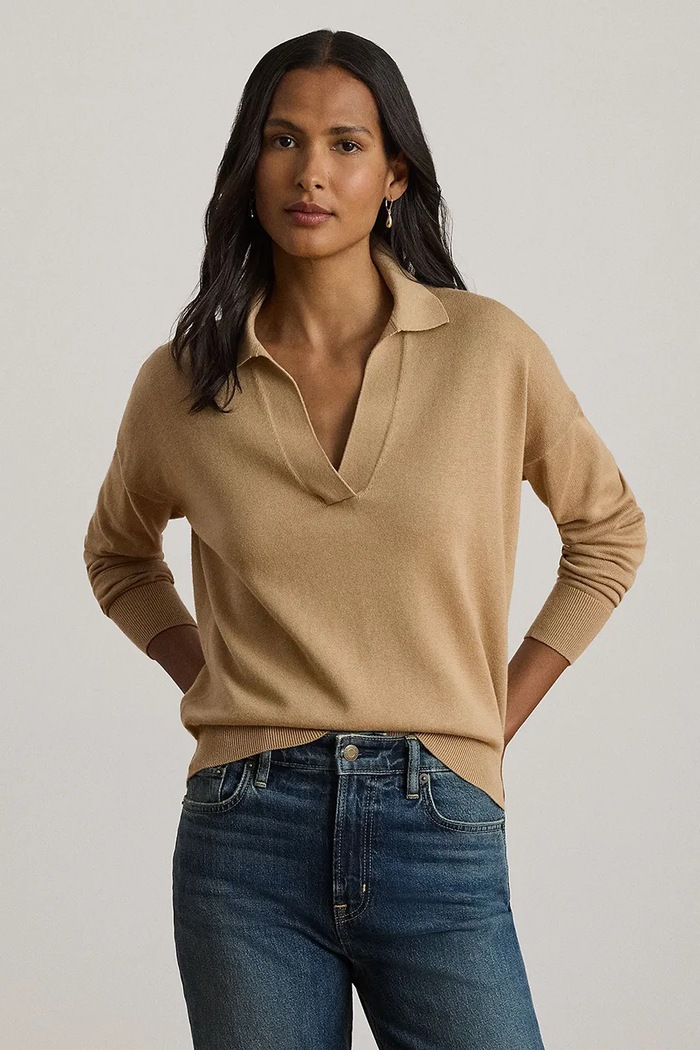 Lauren Ralph Lauren sweter damski z bawełną beżowy 200P14056