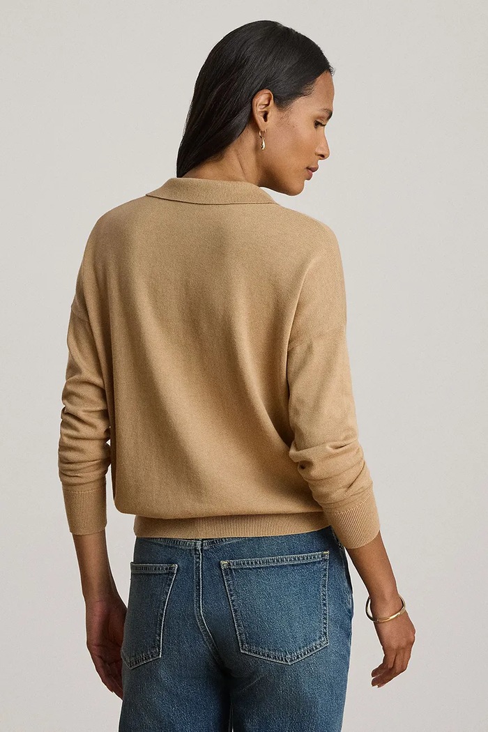 Lauren Ralph Lauren sweter damski z bawełną 200P14056 beżowy AW26