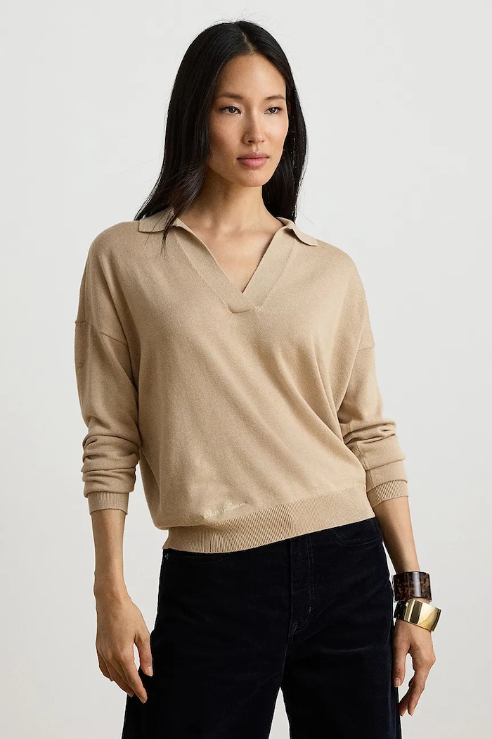 Lauren Ralph Lauren Sweter damski z bawełną brązowy 200P14056