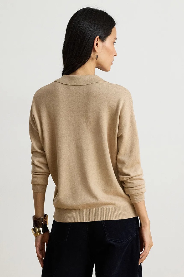 Lauren Ralph Lauren Sweter damski z bawełną 200P14056 brązowy AW26