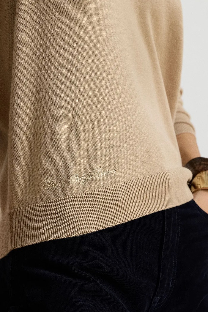 Sweter damski z bawełną Lauren Ralph Lauren 200P14056 brązowy