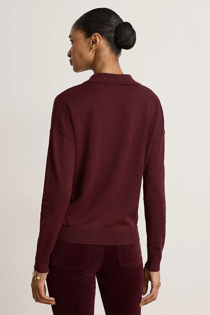 Lauren Ralph Lauren Pulover pentru femei cu bumbac 200P14056 burgundia AW26