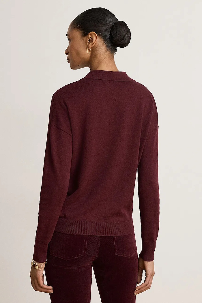 Lauren Ralph Lauren Pulover pentru femei cu bumbac 200P14056 burgundia AW26