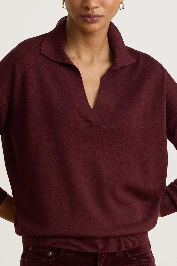 Pulover pentru femei cu bumbac Lauren Ralph Lauren 200P14056 burgundia