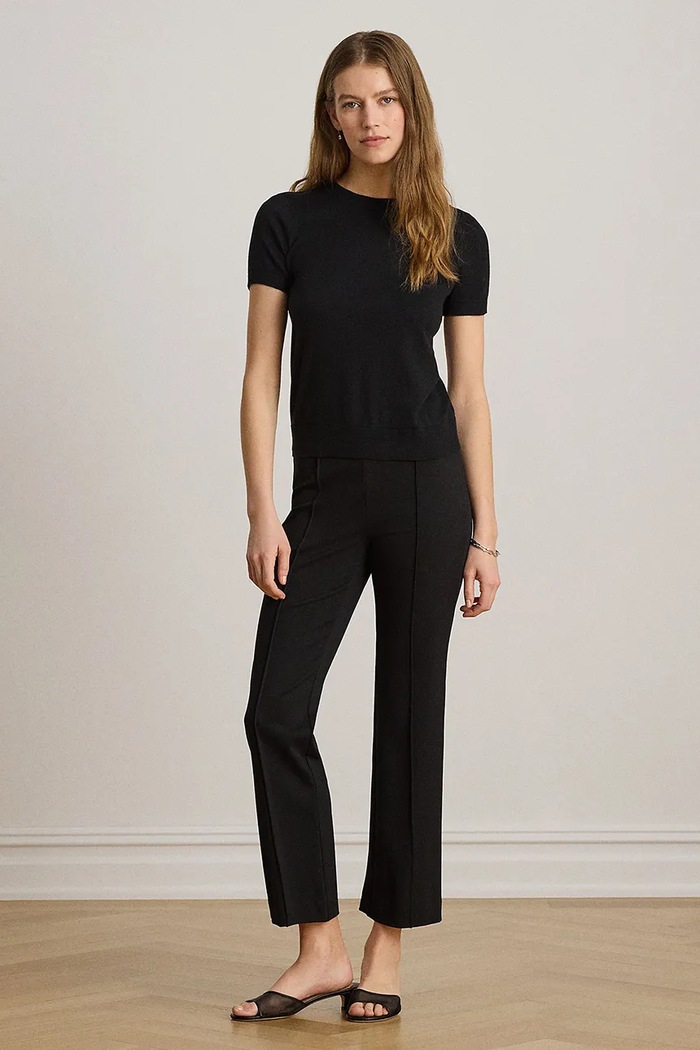 Lauren Ralph Lauren sweter z krótkim rękawem damski z modalem 200P14055 czarny