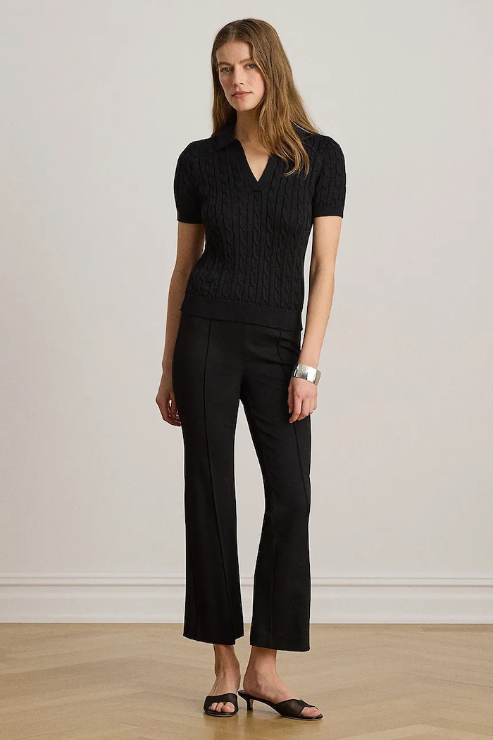 Odzież Lauren Ralph Lauren sweter z krótkim rękawem damski z wiskozą 200P14041 czarny