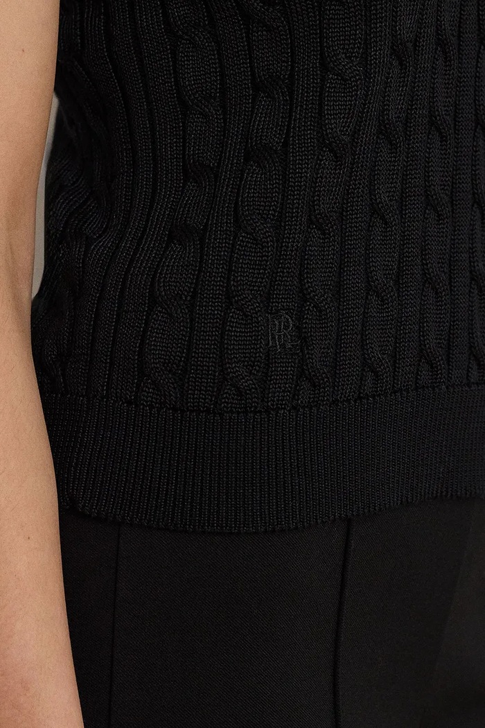 Lauren Ralph Lauren sweter z krótkim rękawem damski z wiskozą 200P14041 czarny