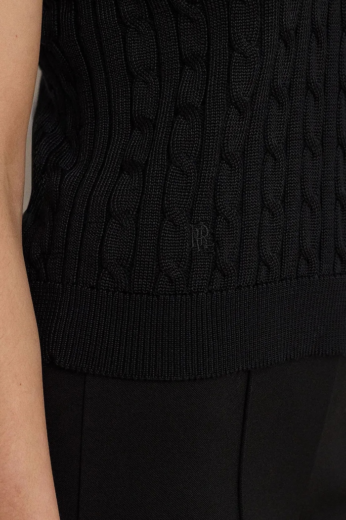 Lauren Ralph Lauren sweter z krótkim rękawem damski z wiskozą 200P14041 czarny