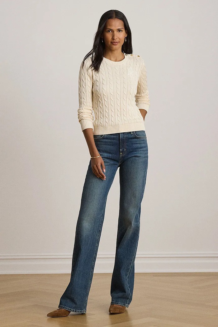 Odzież Lauren Ralph Lauren sweter damski z bawełną 200P14039 beżowy