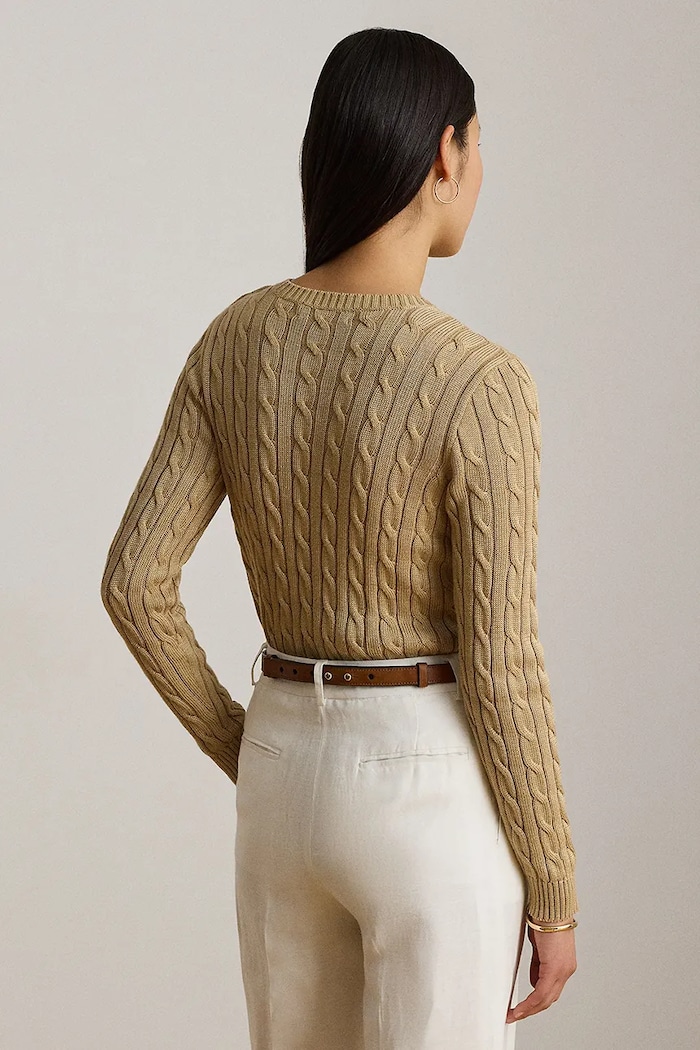 Lauren Ralph Lauren sweter damski z bawełną 200P14039 beżowy AW26