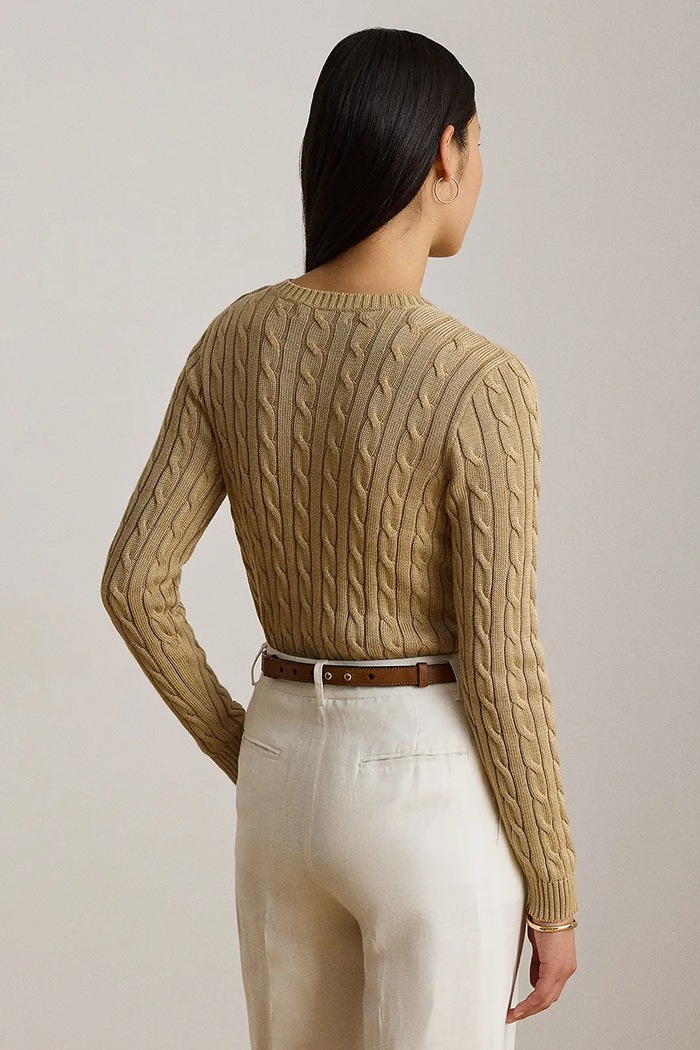 Lauren Ralph Lauren sweter damski z bawełną 200P14039 beżowy AW26