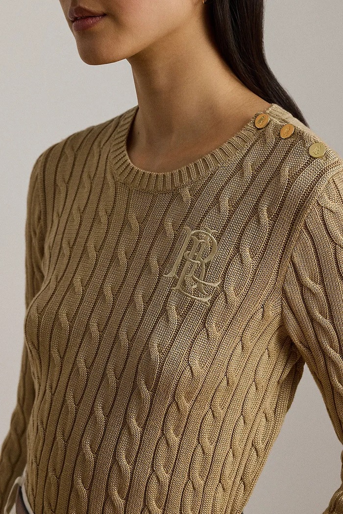 Lauren Ralph Lauren sweter damski z bawełną beżowy 200P14039