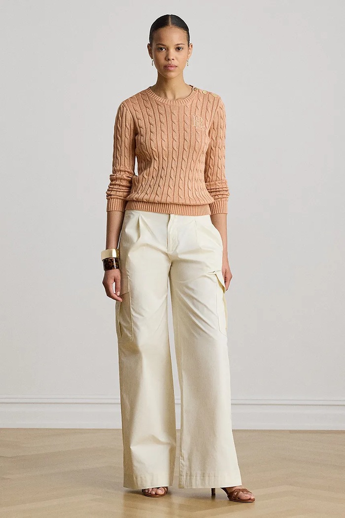 Ρούχα Lauren Ralph Lauren πουλόβερ γυναικείο με βαμβάκι 200P14039 πορτοκαλί