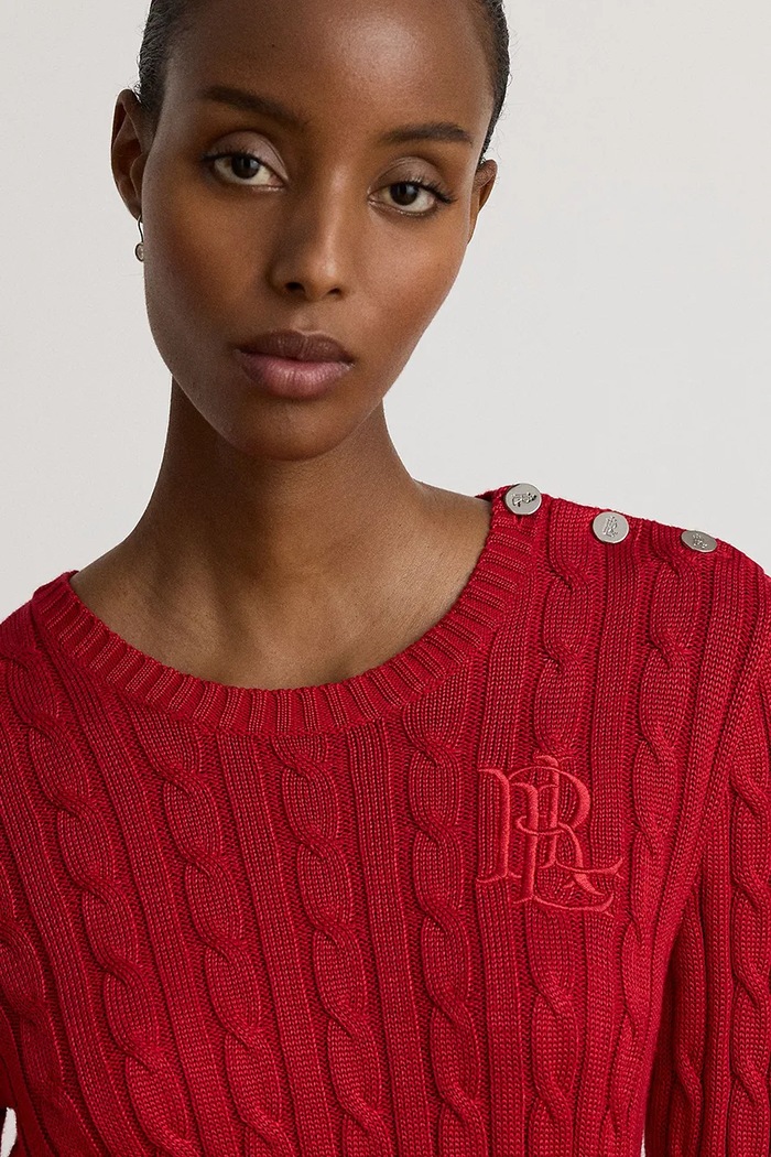 Пуловер дамски с памук Lauren Ralph Lauren 200P14039 червен