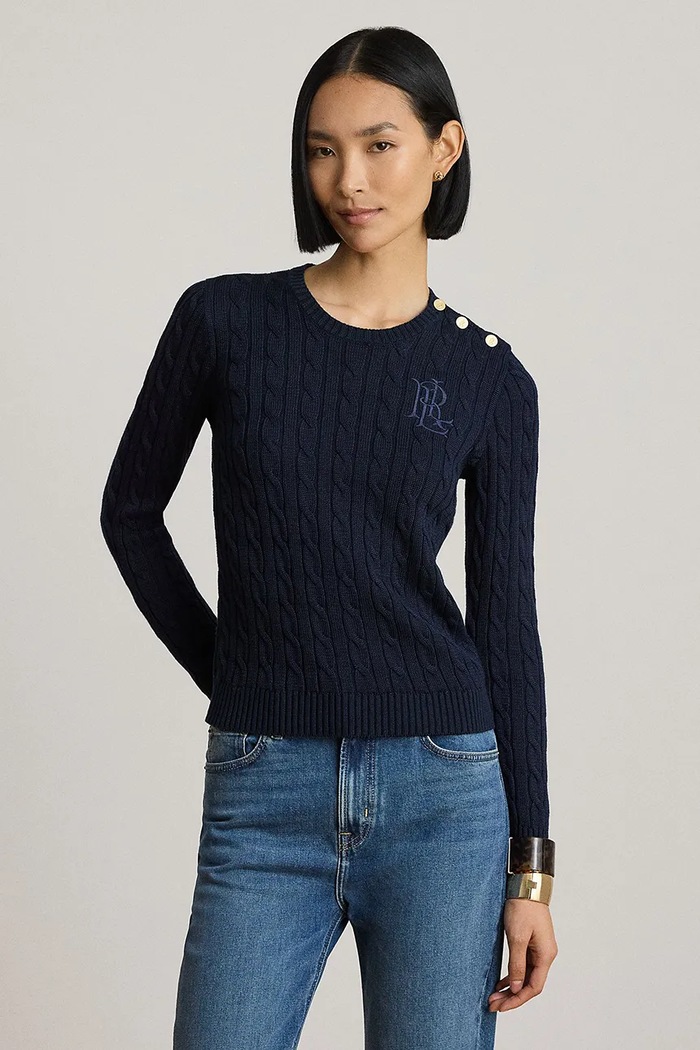 Lauren Ralph Lauren sweter damski z bawełną granatowy 200P14039
