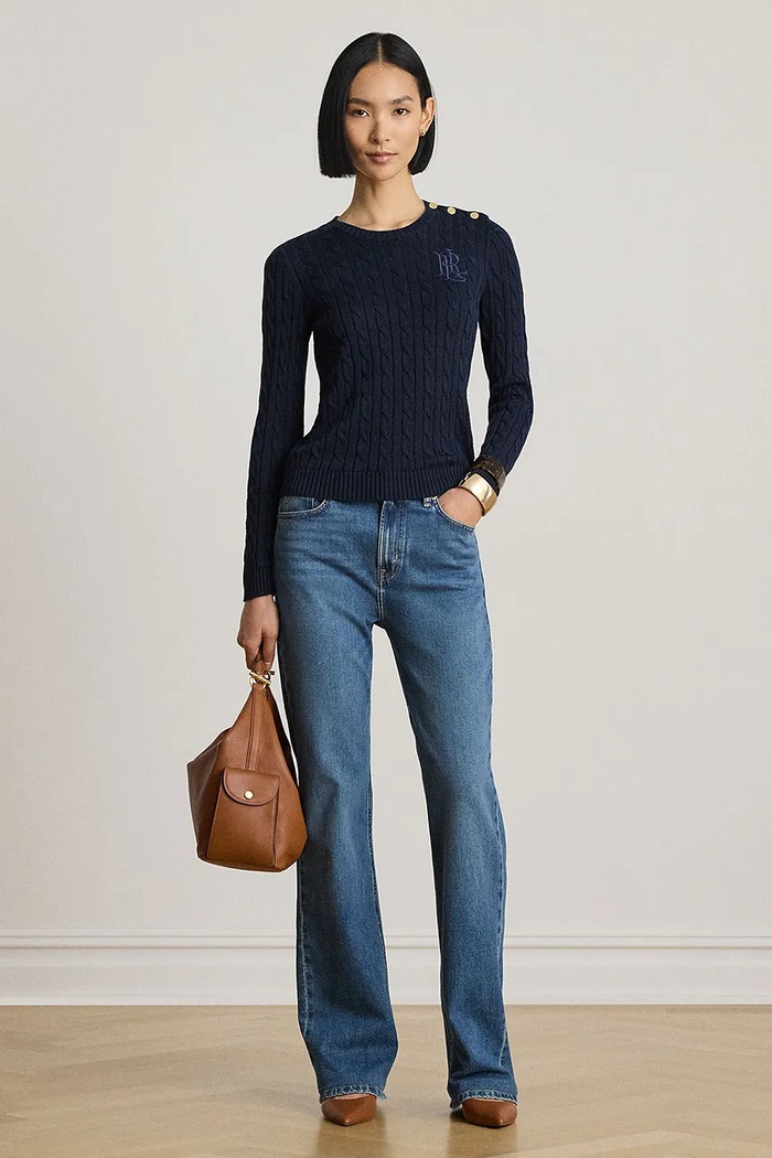 Odzież Lauren Ralph Lauren sweter damski z bawełną 200P14039 granatowy
