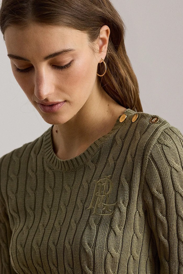 Lauren Ralph Lauren πουλόβερ γυναικείο με βαμβάκι πράσινο 200P14039