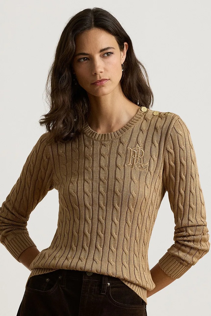 Lauren Ralph Lauren sweter damski z bawełną brązowy 200P14039