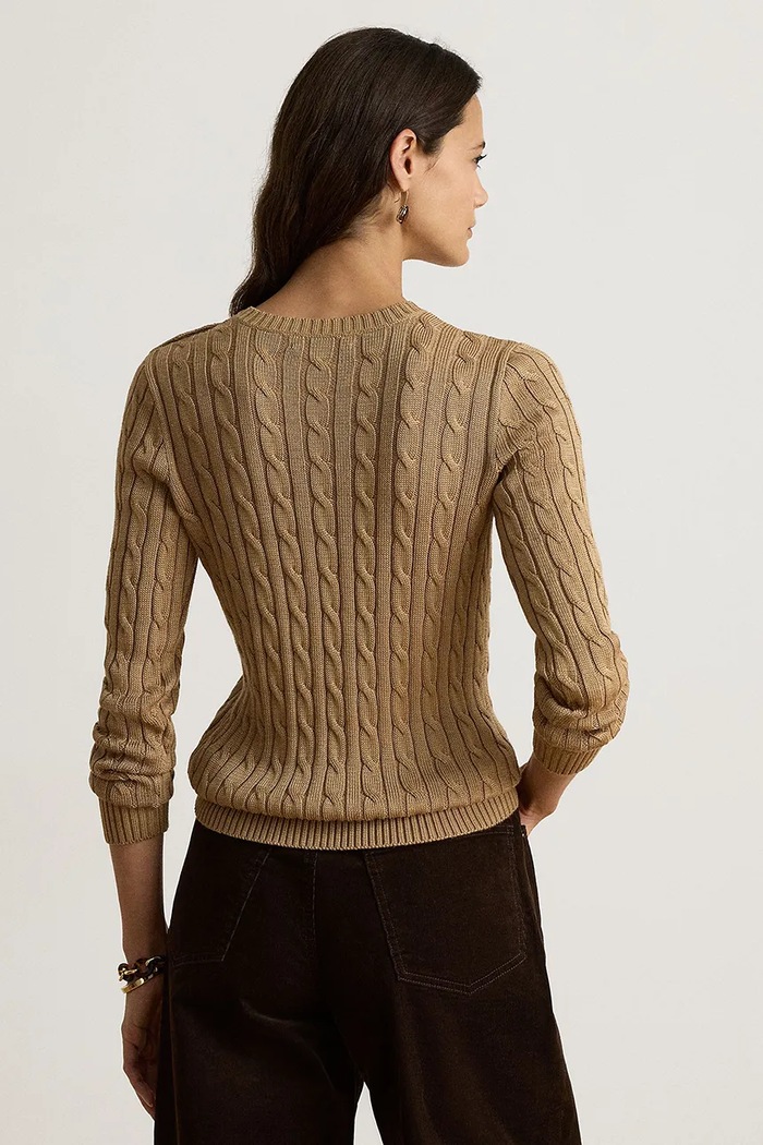 Lauren Ralph Lauren sweter damski z bawełną 200P14039 brązowy AW26