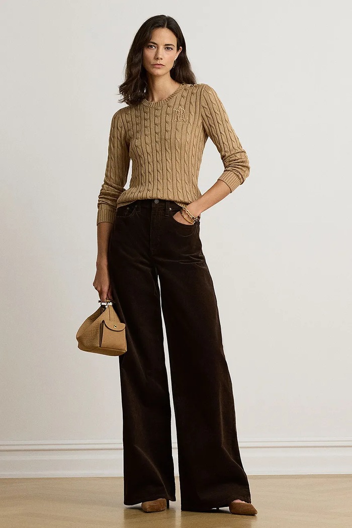 Odzież Lauren Ralph Lauren sweter damski z bawełną 200P14039 brązowy