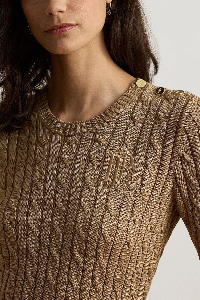 Lauren Ralph Lauren sweter damski z bawełną brązowy 200P14039