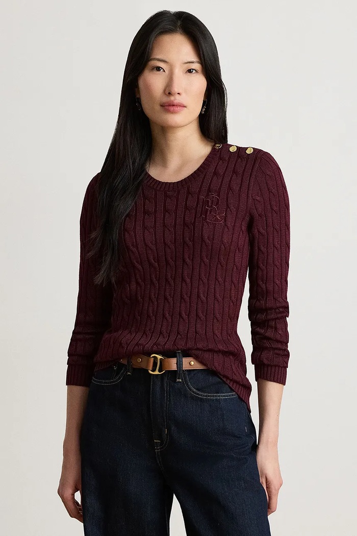 Lauren Ralph Lauren sweter damski z bawełną bordowy 200P14039
