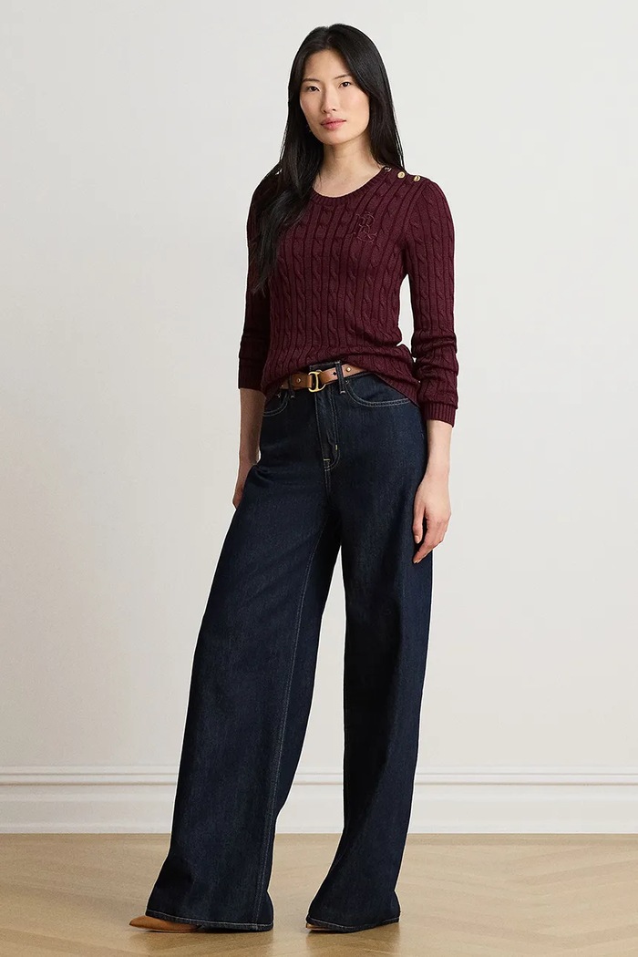 Odzież Lauren Ralph Lauren sweter damski z bawełną 200P14039 bordowy