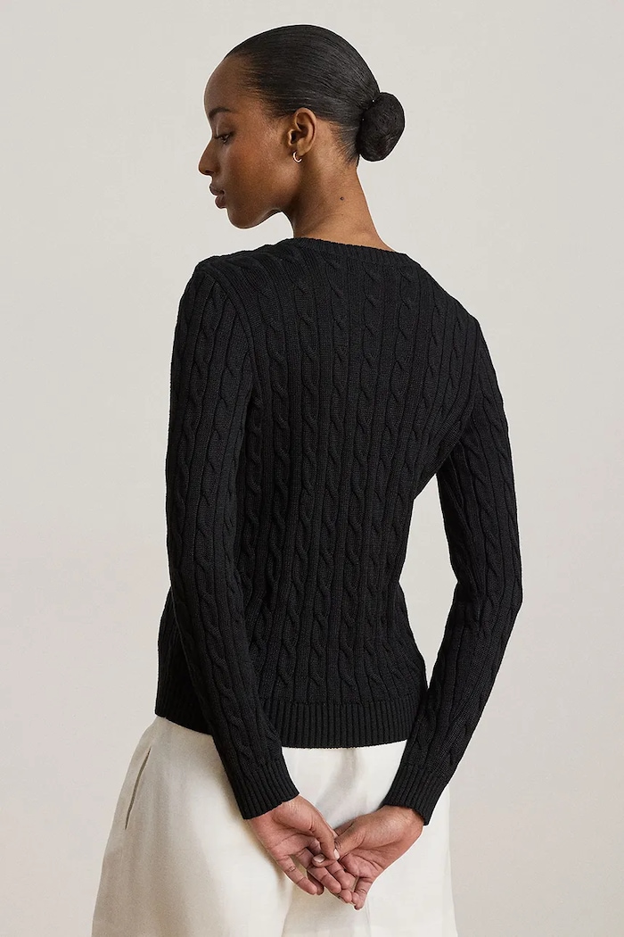 Lauren Ralph Lauren sweter damski z bawełną 200P14039 czarny AW26
