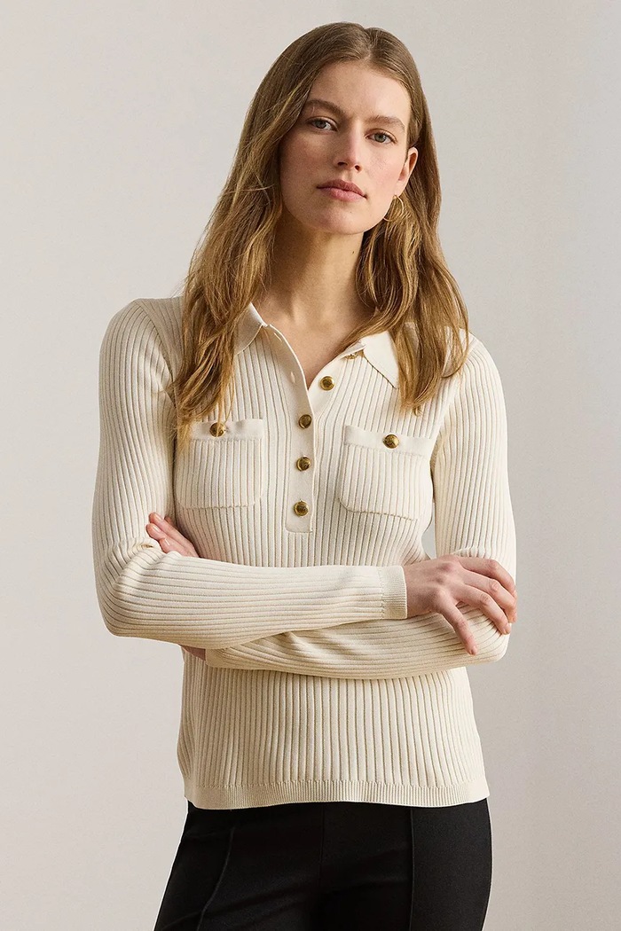Lauren Ralph Lauren sweter damski z wiskozą beżowy 200P03459