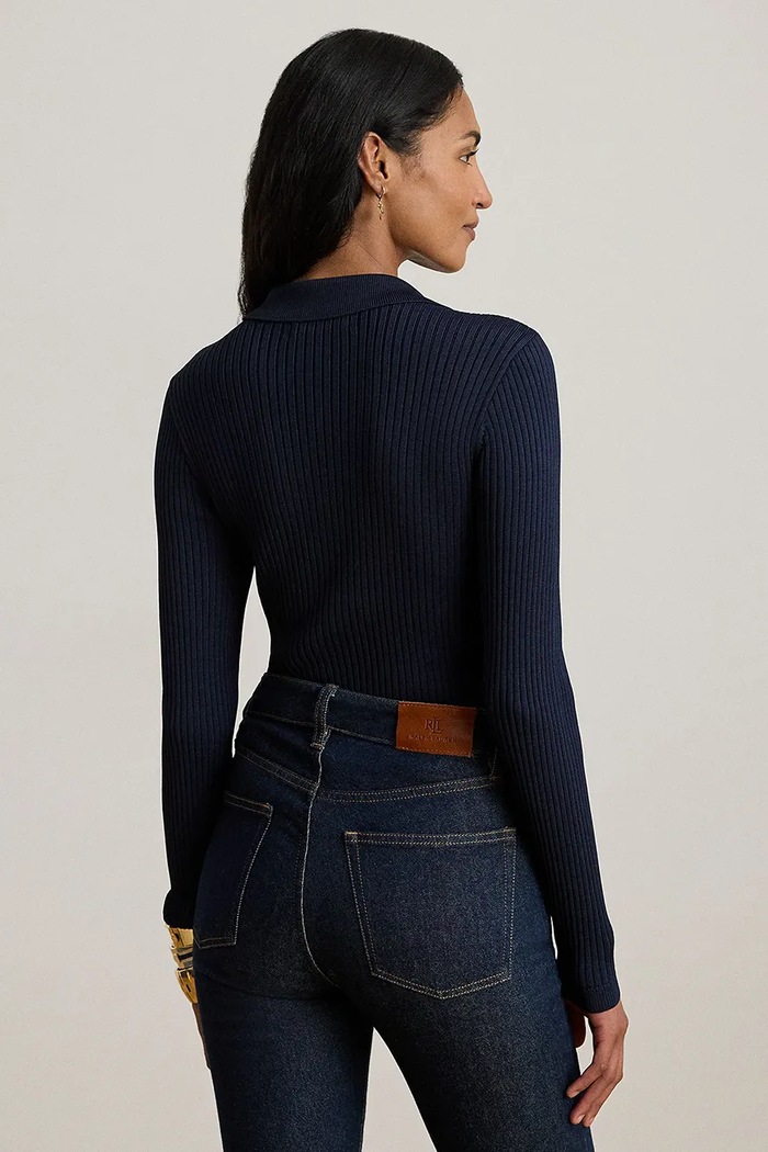 Lauren Ralph Lauren sweter damski z wiskozą 200P03459 granatowy AW26