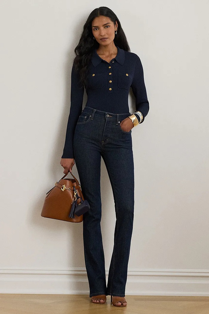 Odzież Lauren Ralph Lauren sweter damski z wiskozą 200P03459 granatowy
