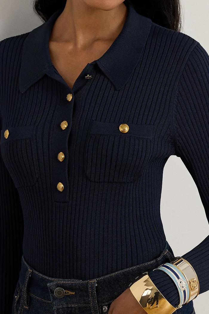 Lauren Ralph Lauren sweter damski z wiskozą granatowy 200P03459