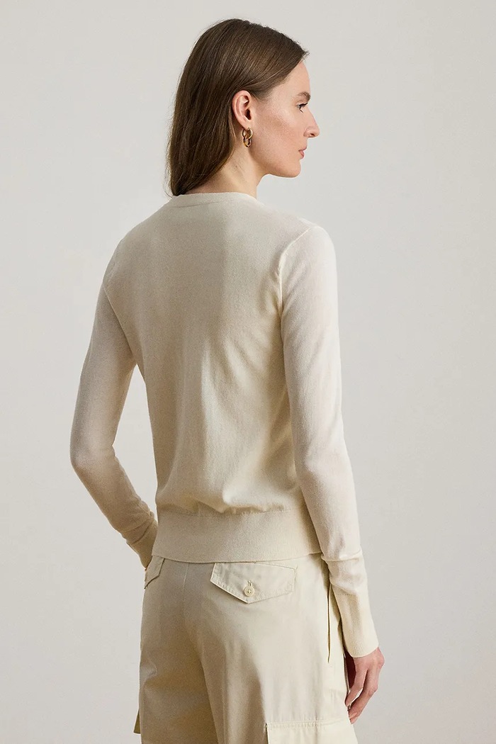 Lauren Ralph Lauren kardigan damski z bawełną 200B22260 beżowy AW26