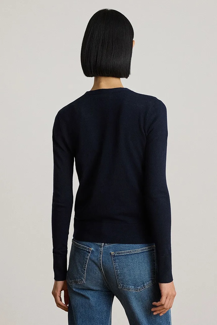 Lauren Ralph Lauren kardigan damski z bawełną 200B22260 granatowy AW26