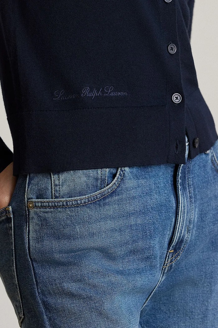 Lauren Ralph Lauren kardigan damski z bawełną granatowy 200B22260