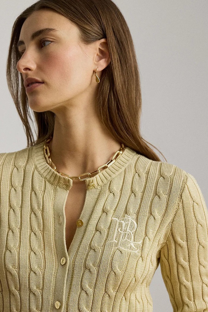 Lauren Ralph Lauren ζακέτα γυναικεία με βαμβάκι κίτρινο 200P14040