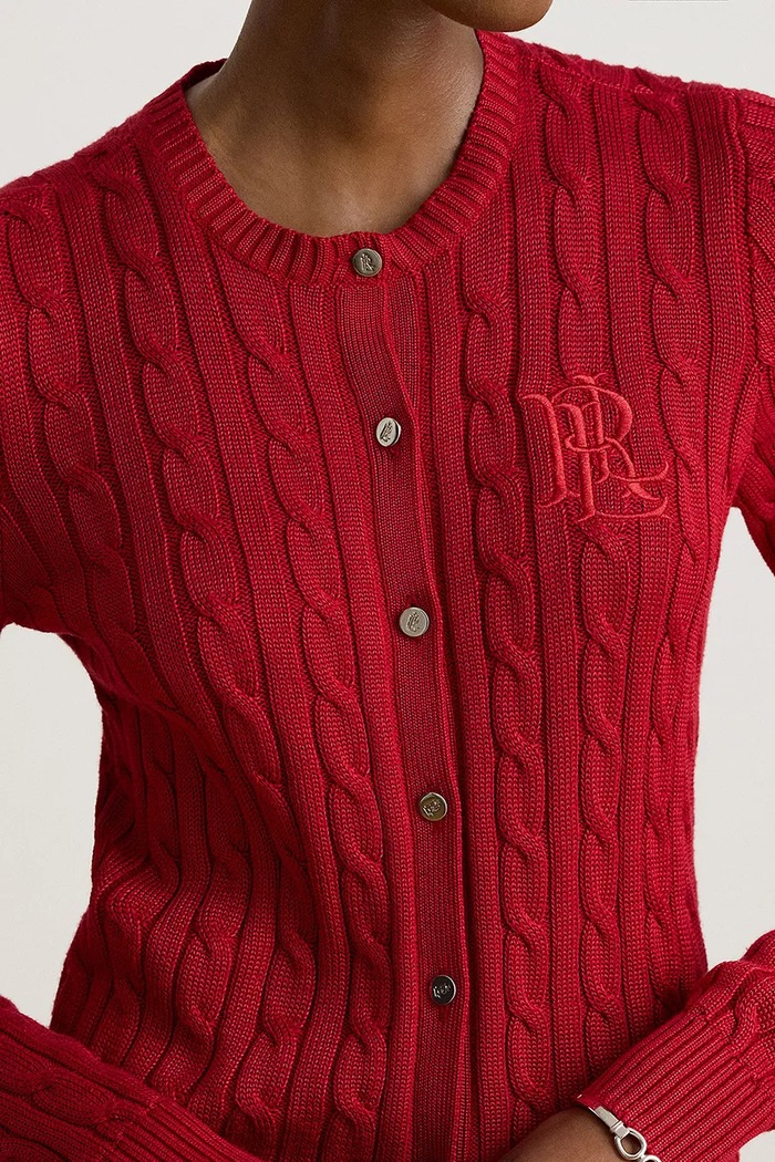 Kardigan dámský s bavlnou Lauren Ralph Lauren 200P14040 červená