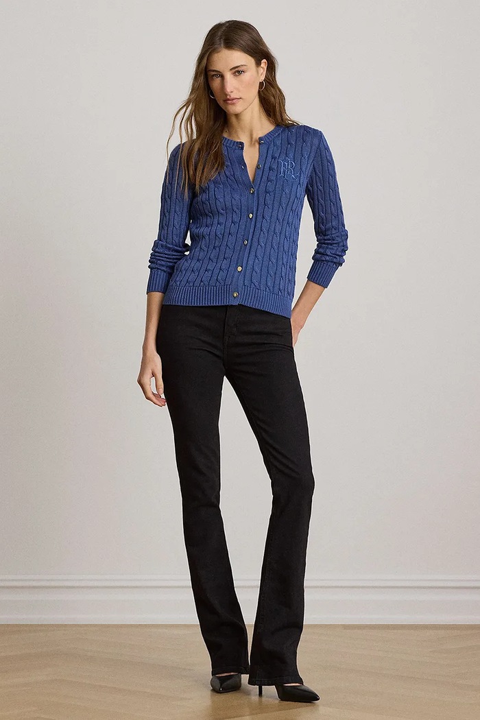 Odzież Lauren Ralph Lauren kardigan damski z bawełną 200P14040 niebieski