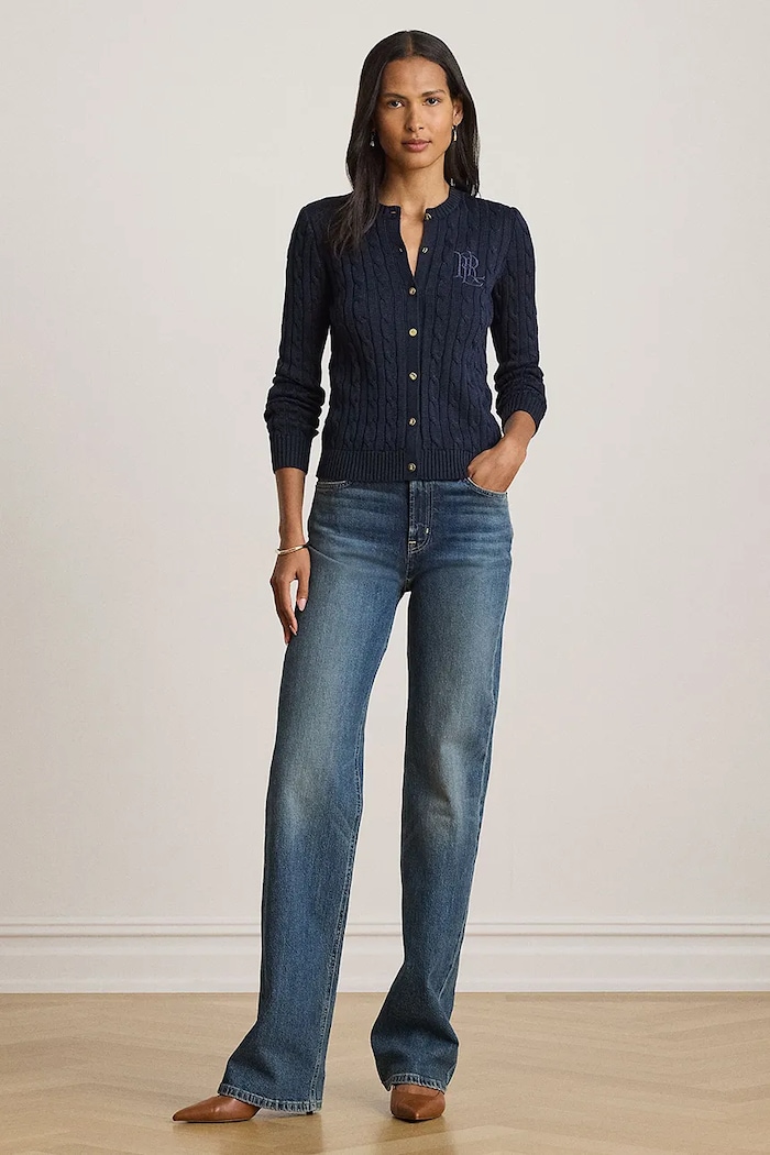 Odzież Lauren Ralph Lauren Kardigan damski z bawełną 200P14040 granatowy