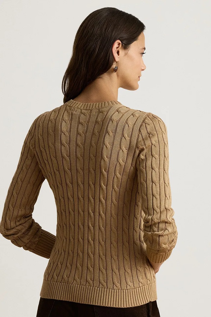 Lauren Ralph Lauren kardigan damski z bawełną 200P14040 brązowy AW26