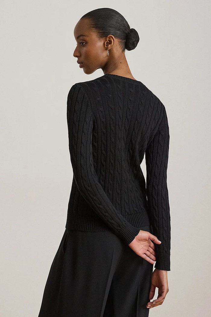 Lauren Ralph Lauren kardigan ženski z bombažem 200P14040 črna AW26