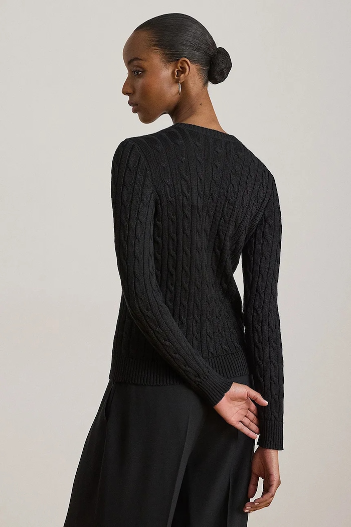 Lauren Ralph Lauren kardigan ženski z bombažem 200P14040 črna AW26
