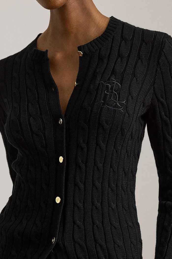 Lauren Ralph Lauren kardigan ženski z bombažem črna 200P14040