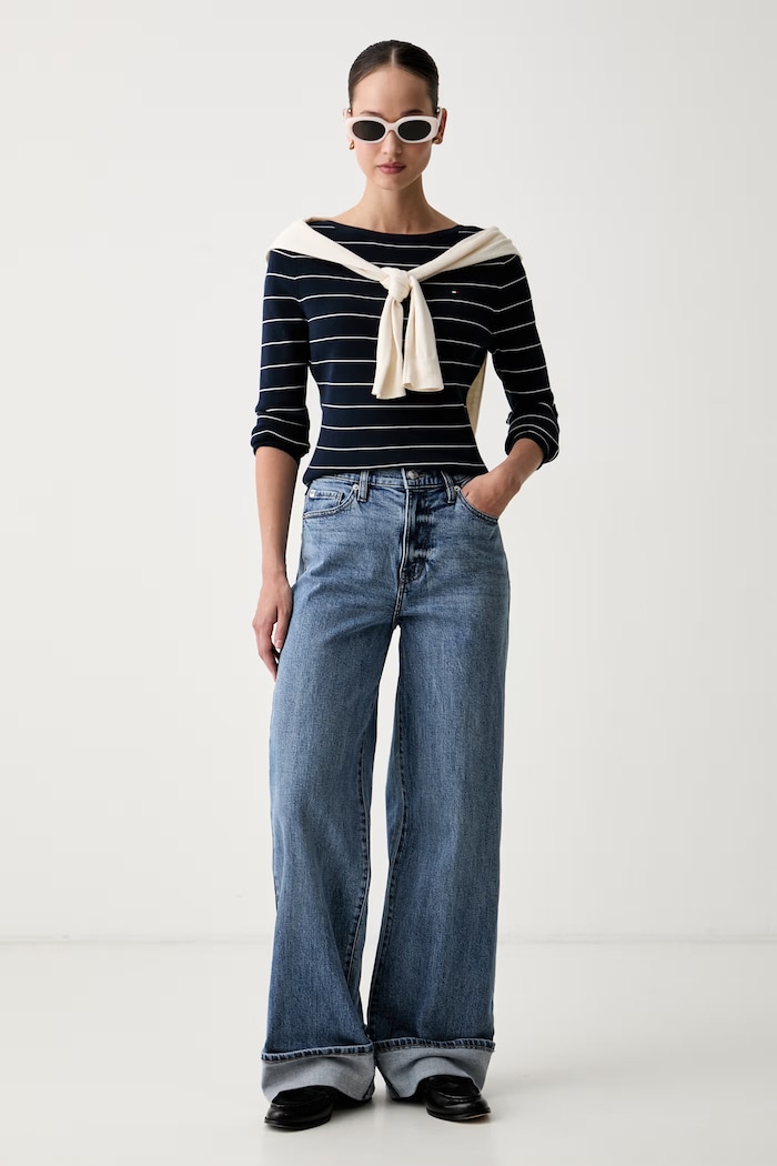 Tommy Hilfiger πουλόβερ γυναικείο με βαμβάκι WW0WW50107 σκούρο μπλε AW26