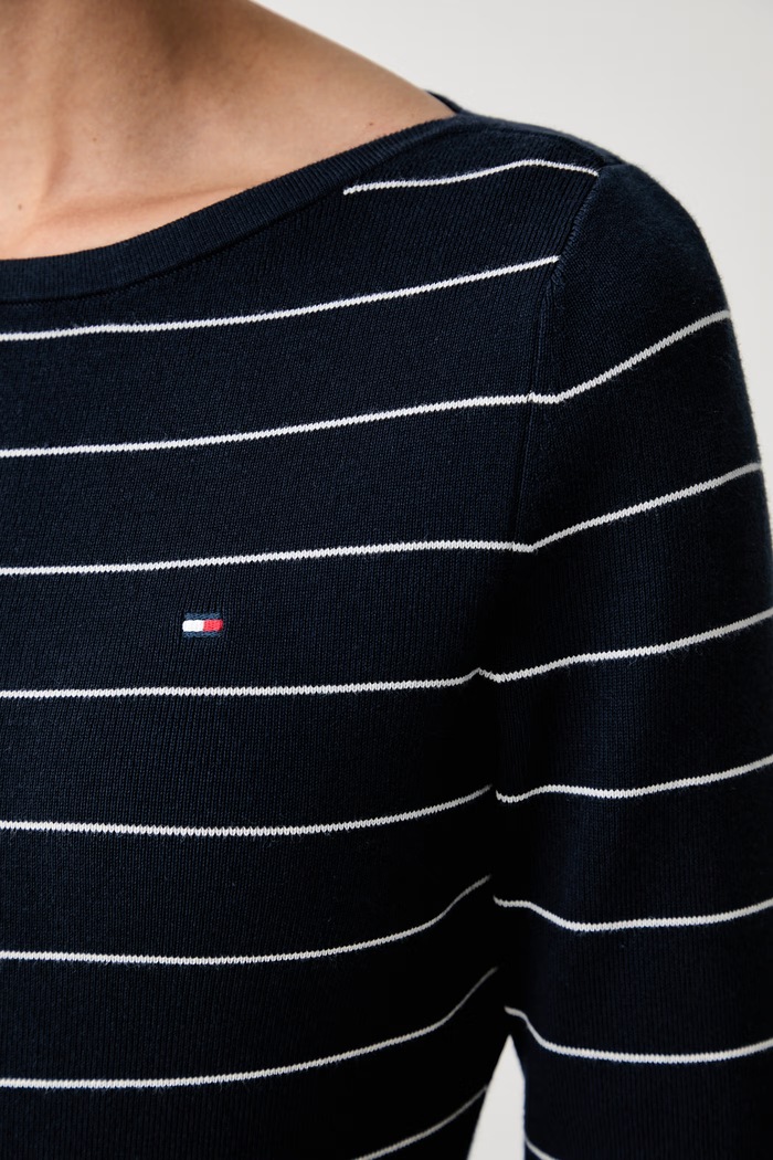 Tommy Hilfiger πουλόβερ γυναικείο με βαμβάκι WW0WW50107 σκούρο μπλε