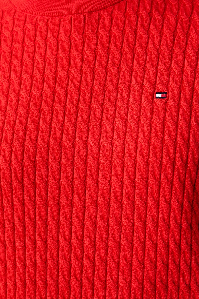Tommy Hilfiger pletena polo majica za žene s pamukom WW0WW50106 crvena