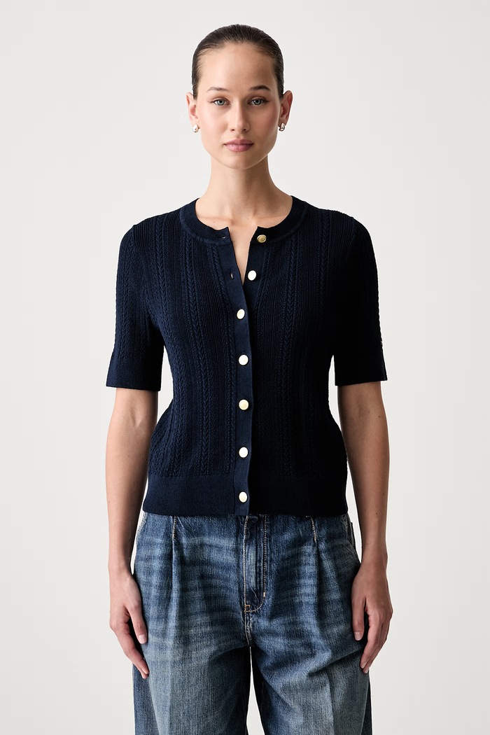Tommy Hilfiger ζακέτα γυναικεία με βαμβάκι σκούρο μπλε WW0WW50070
