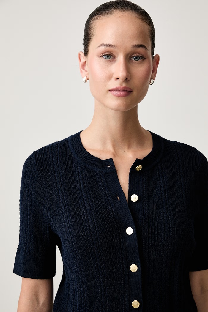Tommy Hilfiger ζακέτα γυναικεία με βαμβάκι σκούρο μπλε WW0WW50070