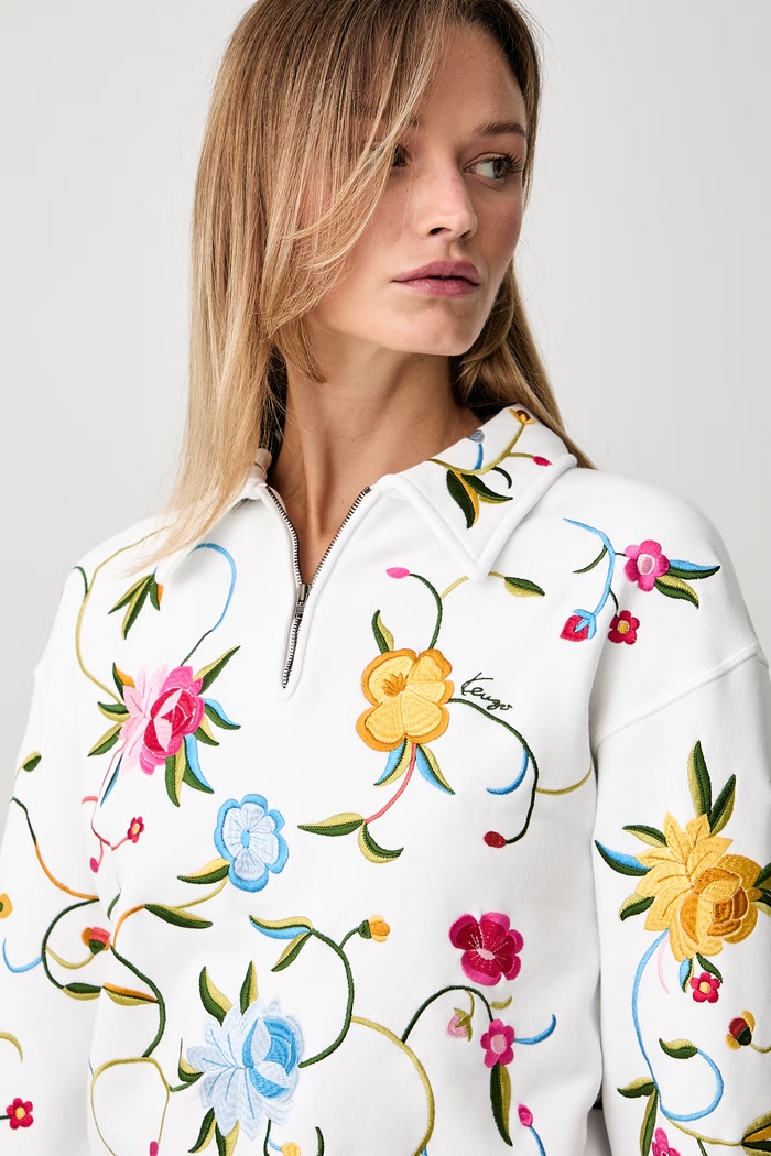 Kenzo bluza damska bawełniana biały FG62SW5504MJ