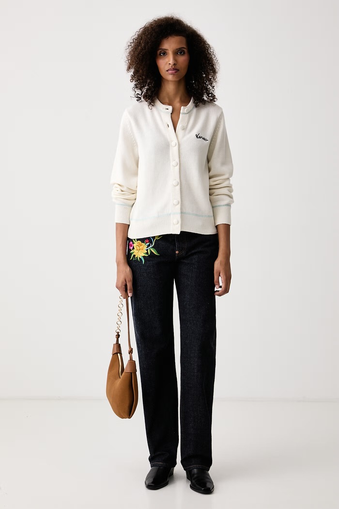 Kenzo Kardigan damski z wełną FG62CA7513FA beżowy AW26